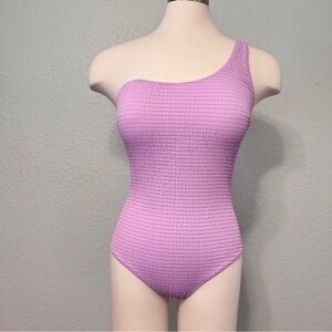 EVARAE Lavender Textured One shoulder Swimsuit